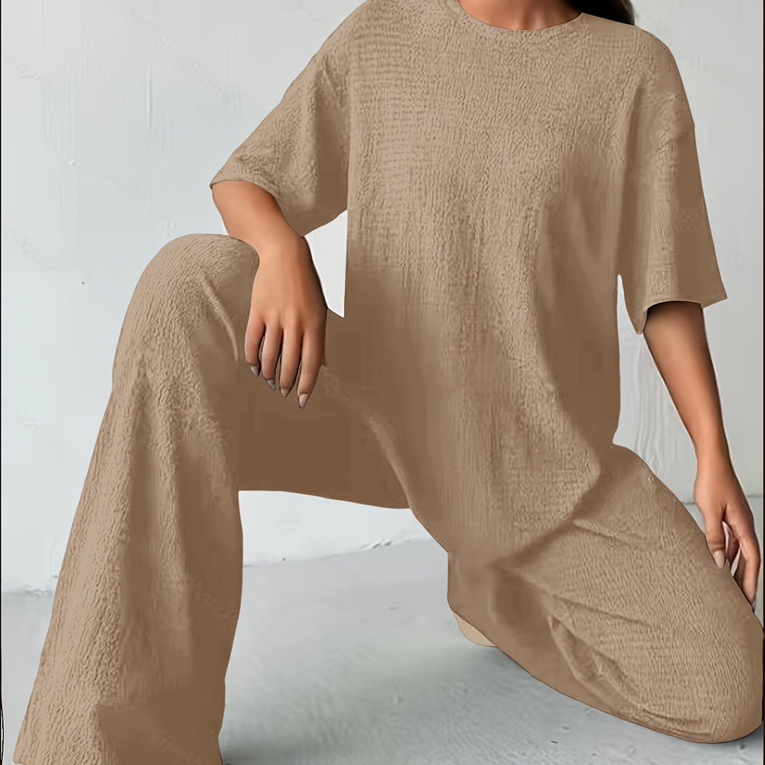 Katoen-Polyester Set – T-Shirt met Korte Mouwen & Zachte Stof