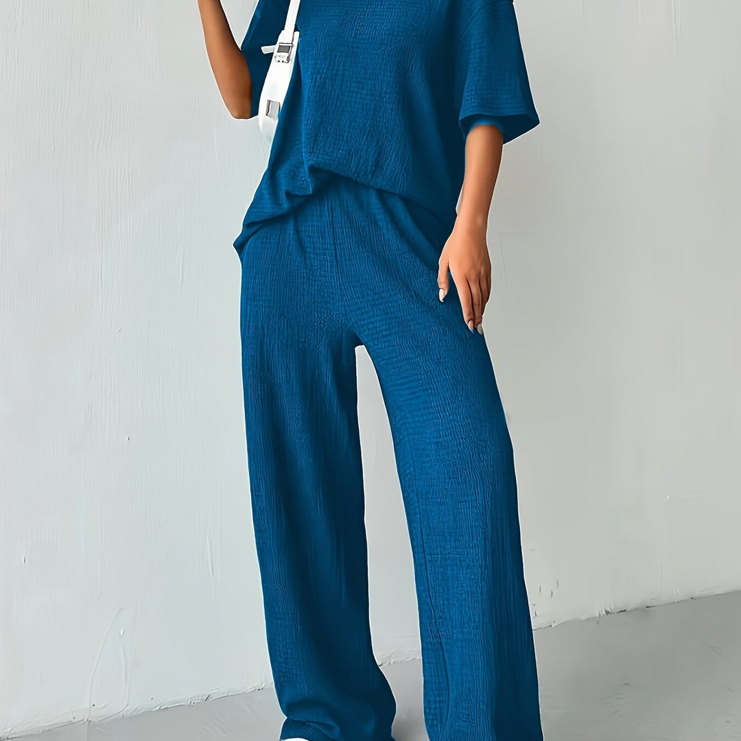 Katoen-Polyester Set – T-Shirt met Korte Mouwen & Zachte Stof