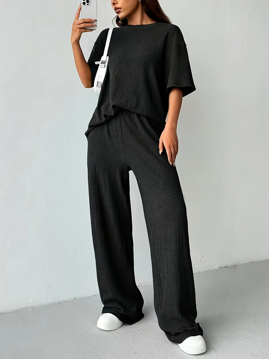 Katoen-Polyester Set – T-Shirt met Korte Mouwen & Zachte Stof