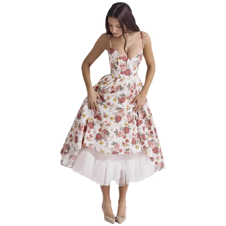 Katoen-Polyester Sling Jurk – Dubbel Laag & Uitlopende Zoom