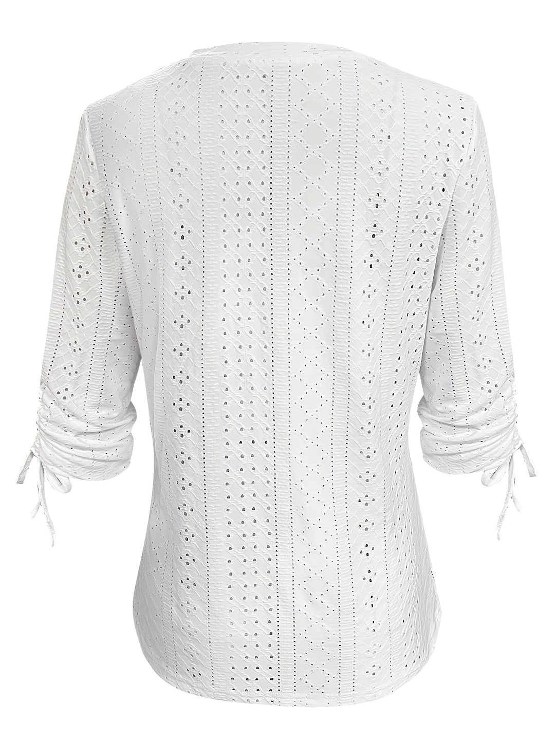 Katoen-Polyester T-Shirt – V-hals met Knoopdetails & Verstelbare Taille