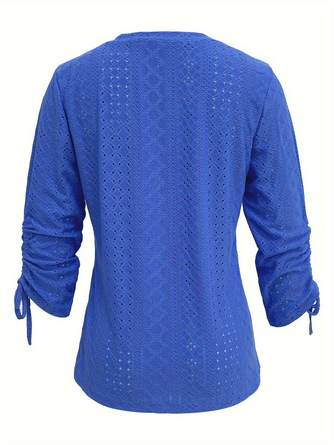Katoen-Polyester T-Shirt – V-hals met Knoopdetails & Verstelbare Taille