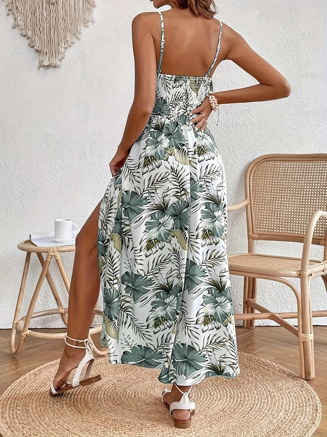 Katoenen Jurk - Bloemenprint & Mouwloos Splitdesign
