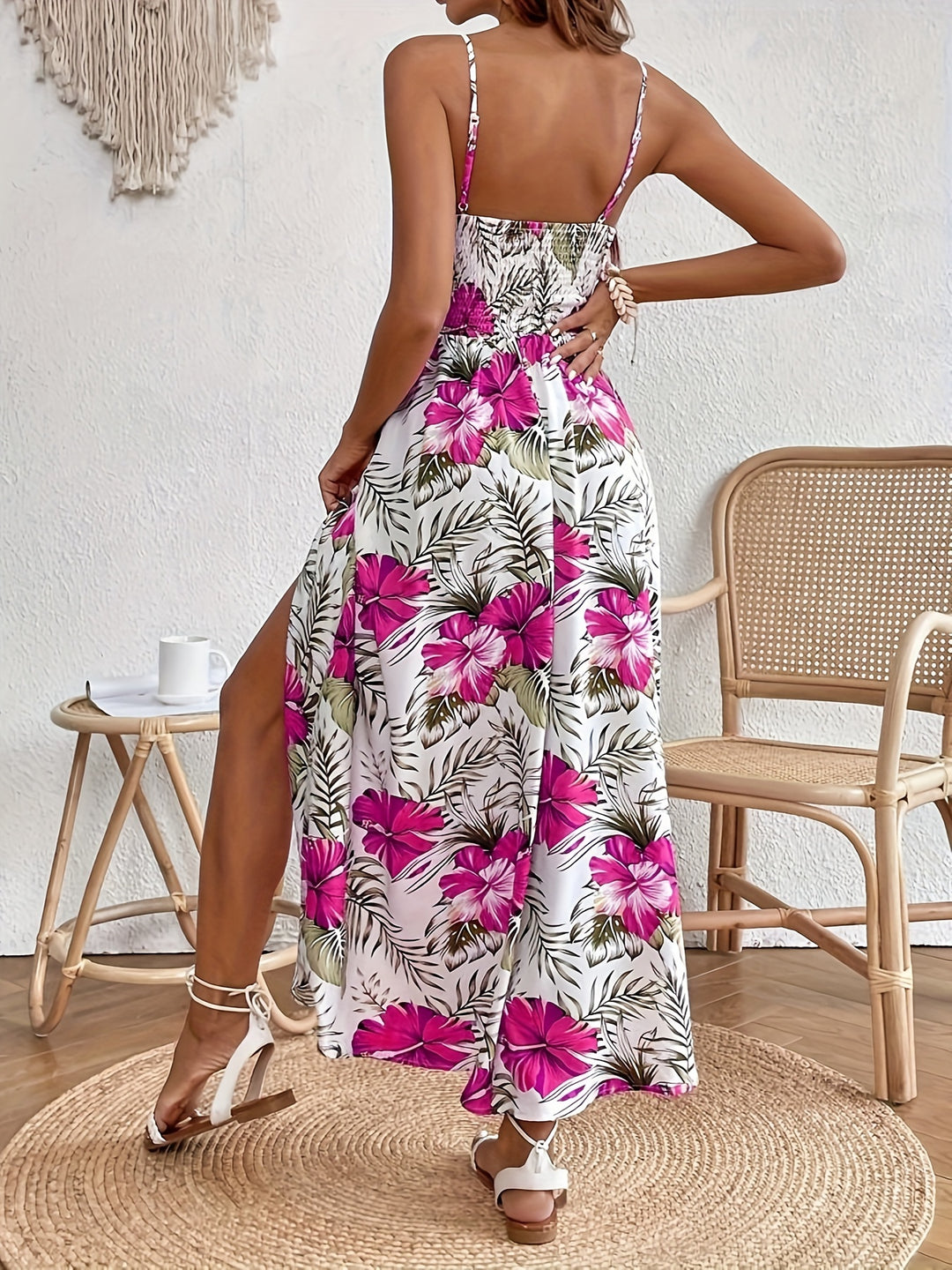 Katoenen Jurk - Bloemenprint & Mouwloos Splitdesign