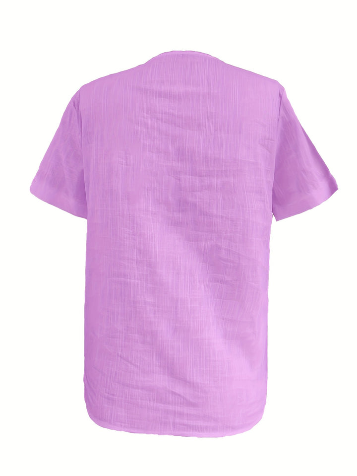 Katoenmix Blouse – Knoopsluiting & Gestructureerde Pasvorm