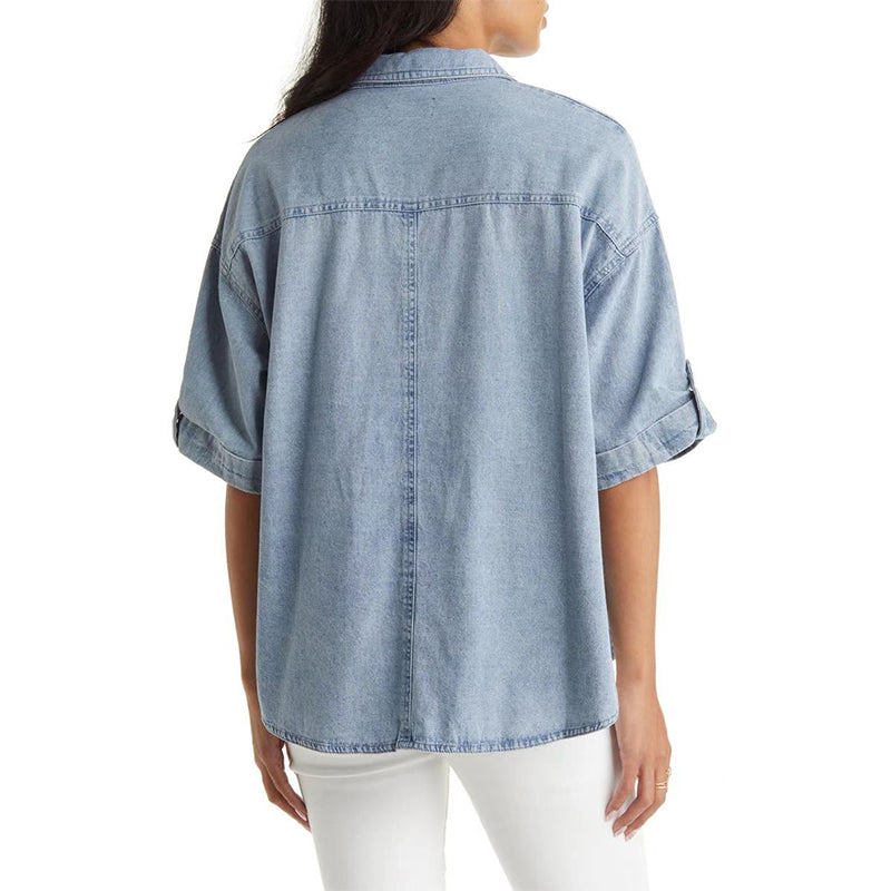 Katoenmix Blouse – Korte Mouwen & Losse Pasvorm