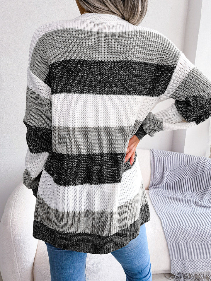 Katoenmix Cardigan Jas – Lanternmouwen En Warme Dekking