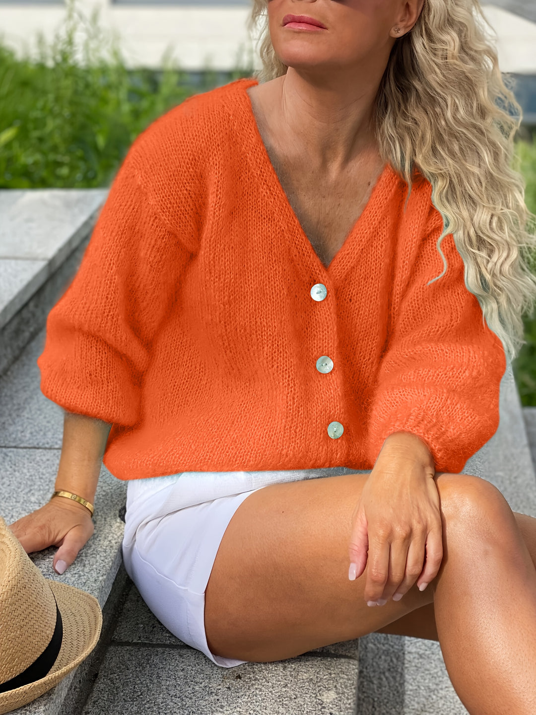 Katoenmix Cardigan - V Hals En Lichtgewicht Bewegingsvrij
