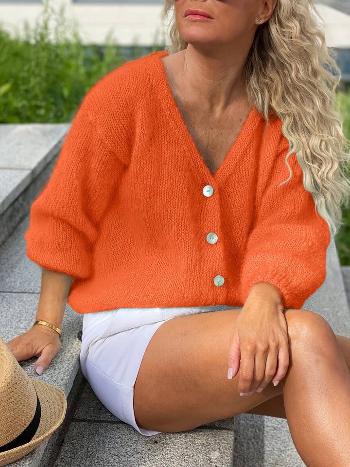 Katoenmix Cardigan - V Hals En Lichtgewicht Bewegingsvrij