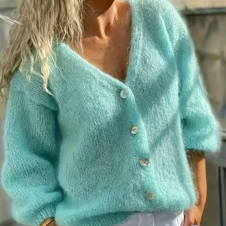Katoenmix Cardigan - V Hals En Lichtgewicht Bewegingsvrij