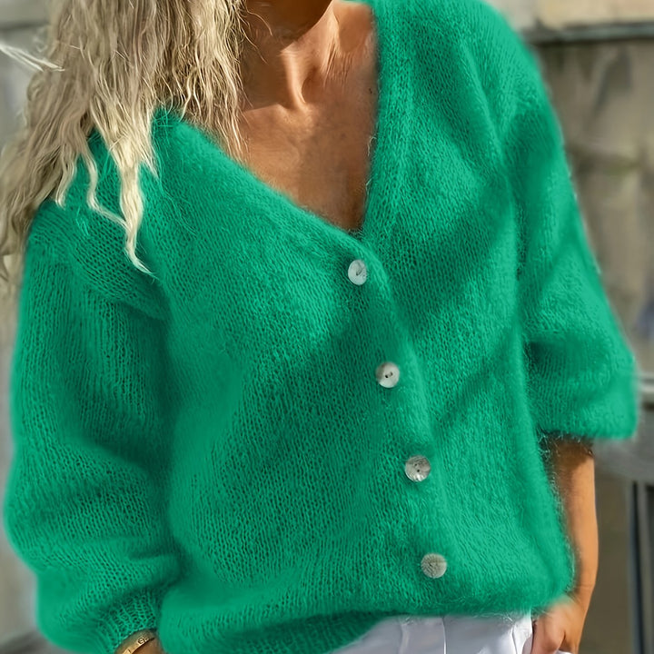 Katoenmix Cardigan - V Hals En Lichtgewicht Bewegingsvrij