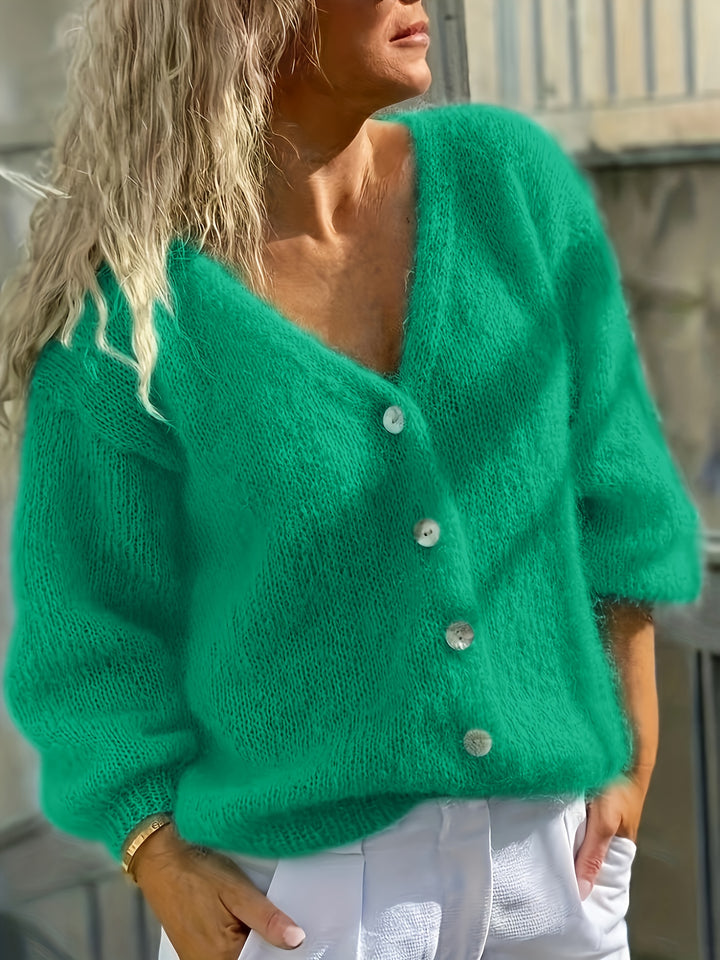 Katoenmix Cardigan - V Hals En Lichtgewicht Bewegingsvrij