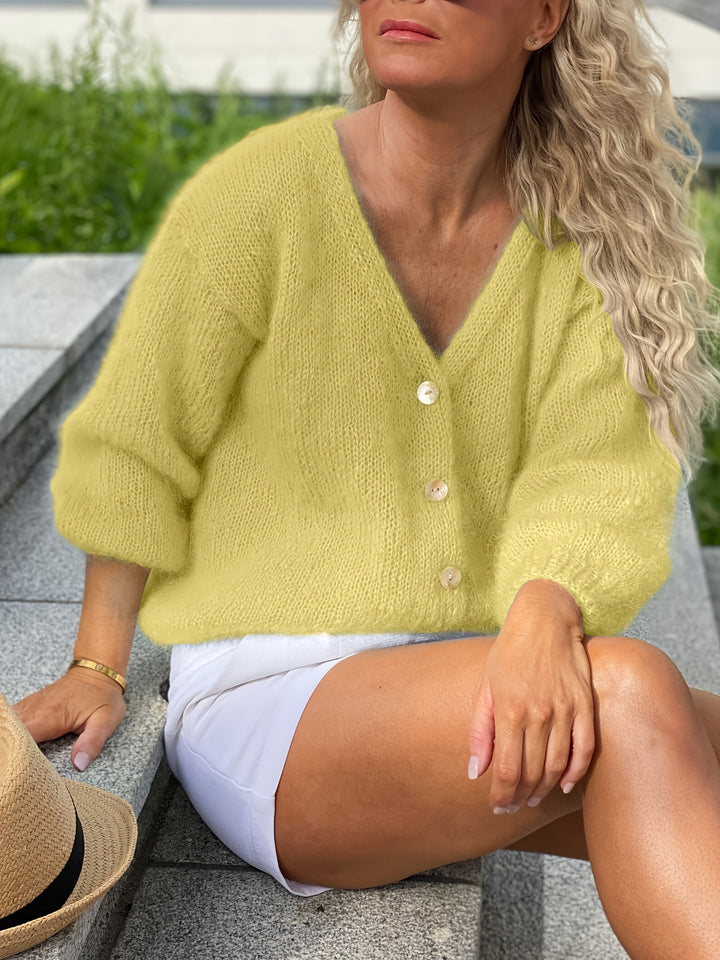 Katoenmix Cardigan - V Hals En Lichtgewicht Bewegingsvrij