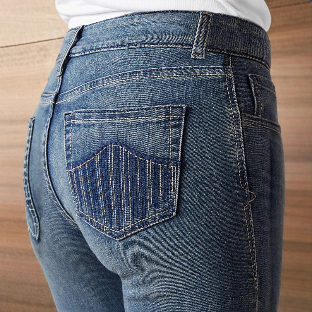 Katoenmix Jeans - Middelhoge Taille & Medium Stretch Stof