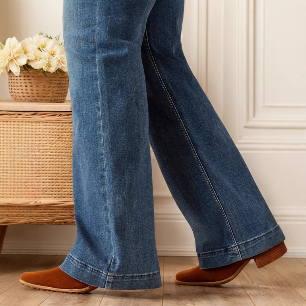 Katoenmix Jeans - Middelhoge Taille & Medium Stretch Stof