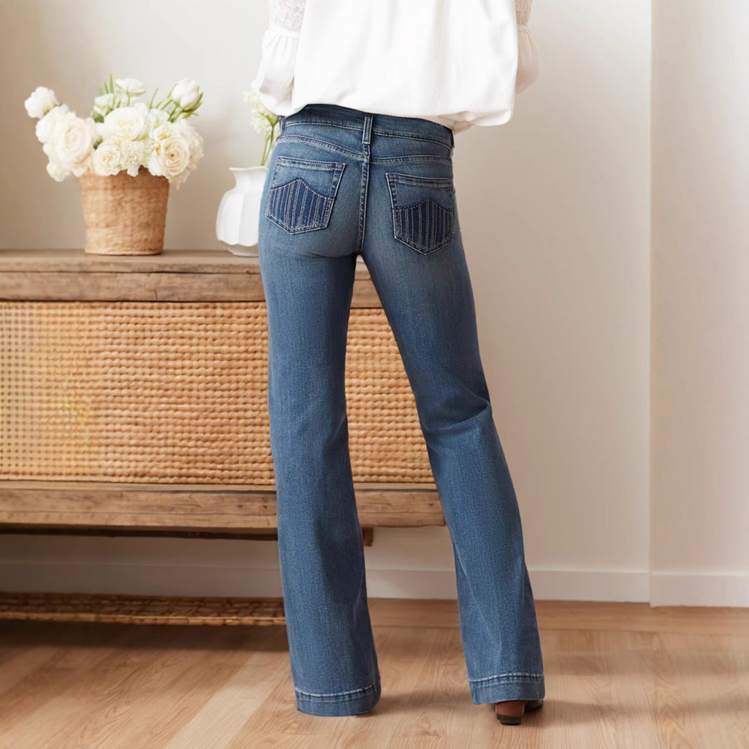Katoenmix Jeans - Middelhoge Taille & Medium Stretch Stof