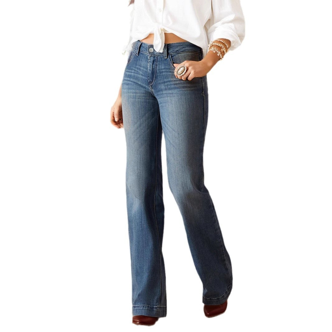 Katoenmix Jeans - Middelhoge Taille & Medium Stretch Stof