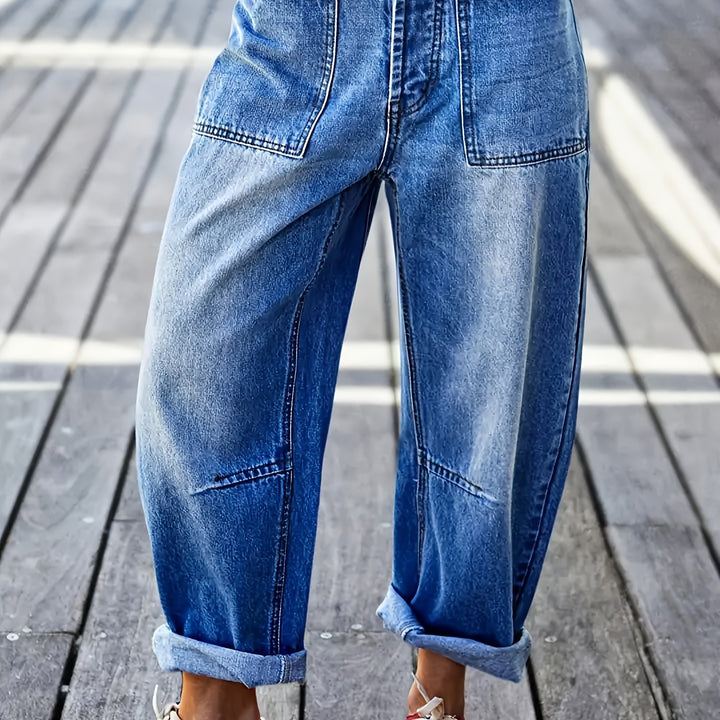 Katoenmix Jeans – Wijd Uitlopende Pijpen En Vrije Beweging