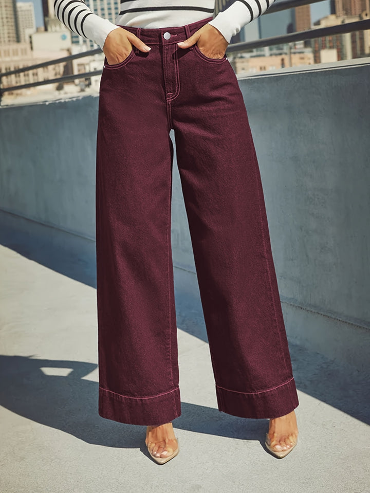 Katoenmix Jeans – Wijde Pijpen En Comfortabel Zitten
