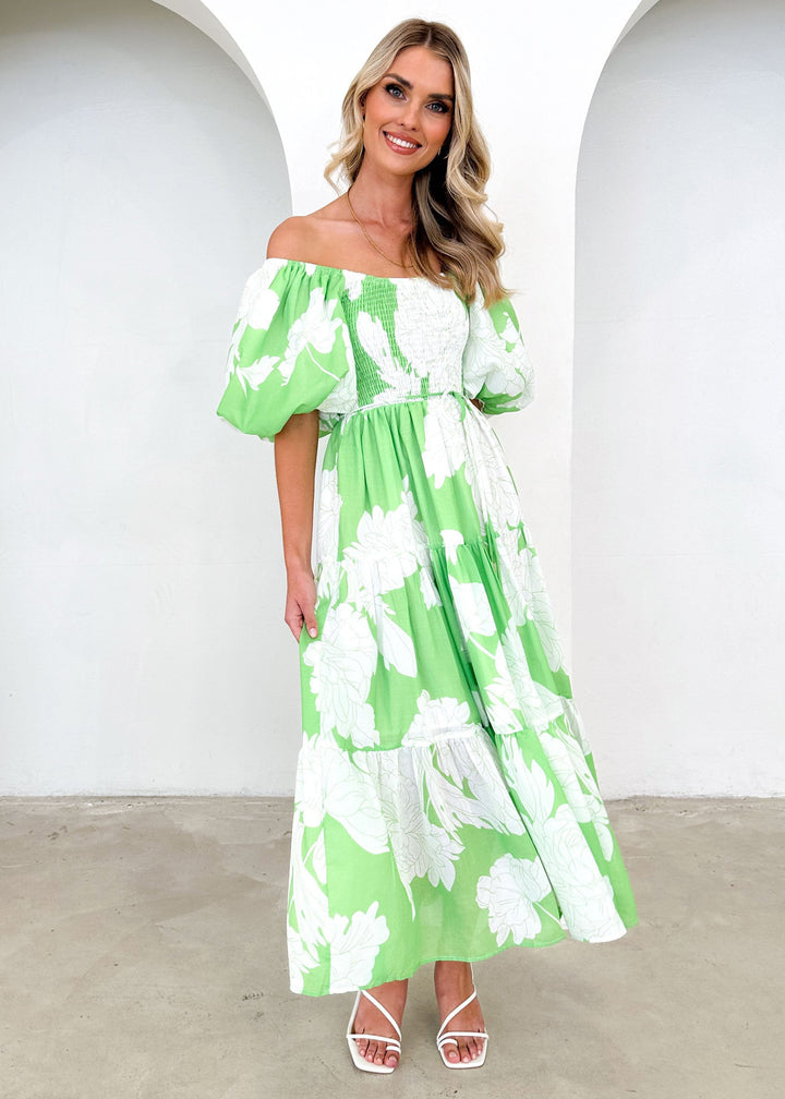 Katoenmix Jurk - Bloemenprint Ontwerp en Pofmouwen