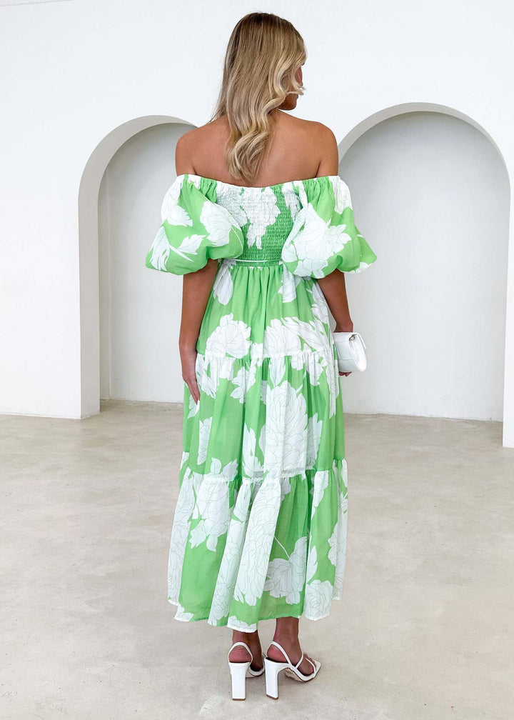 Katoenmix Jurk - Bloemenprint Ontwerp en Pofmouwen
