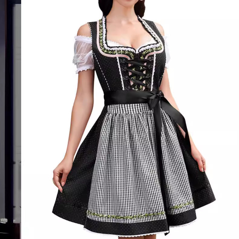 Katoenmix Jurk – Puff Mouwen & Middellange Lengte