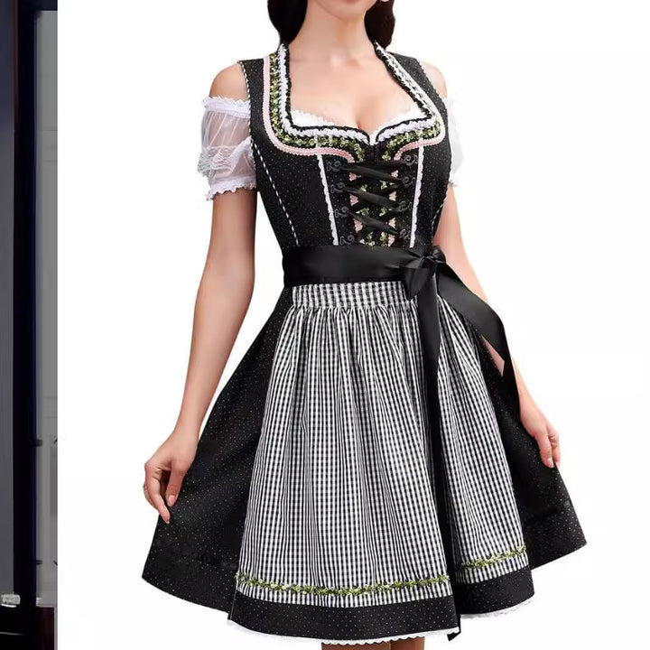 Katoenmix Jurk – Puff Mouwen & Middellange Lengte