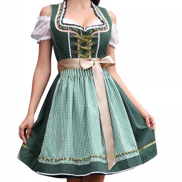 Katoenmix Jurk – Puff Mouwen & Middellange Lengte