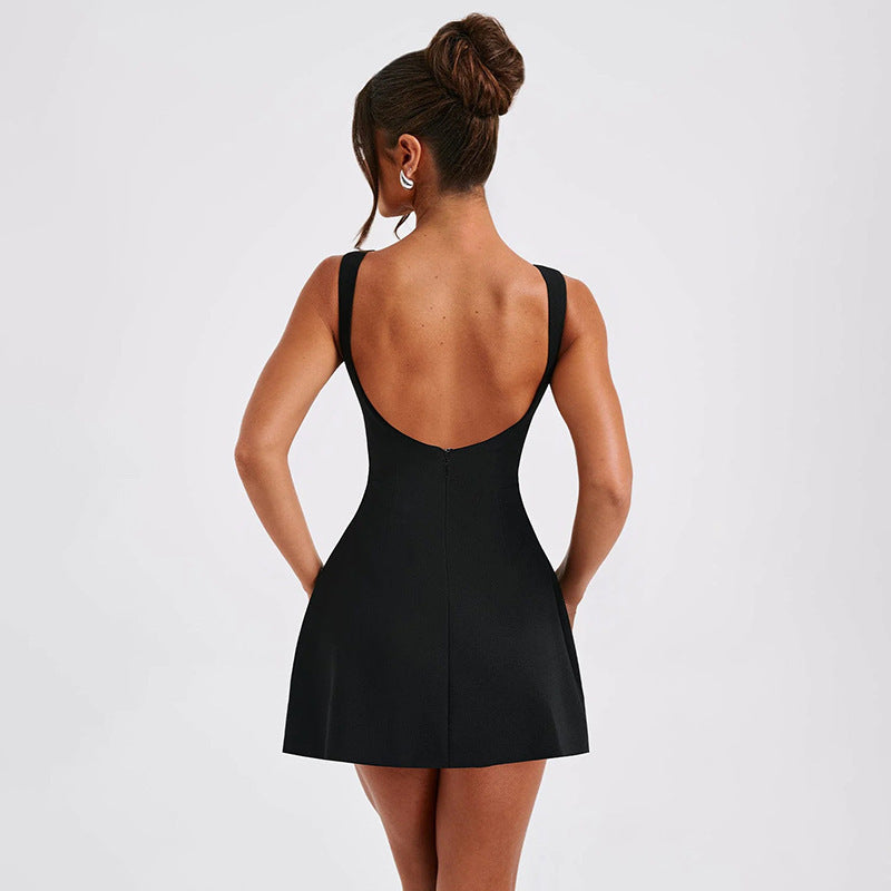 Katoenmix Jurk – Rugloze Snit & Hoge Taille