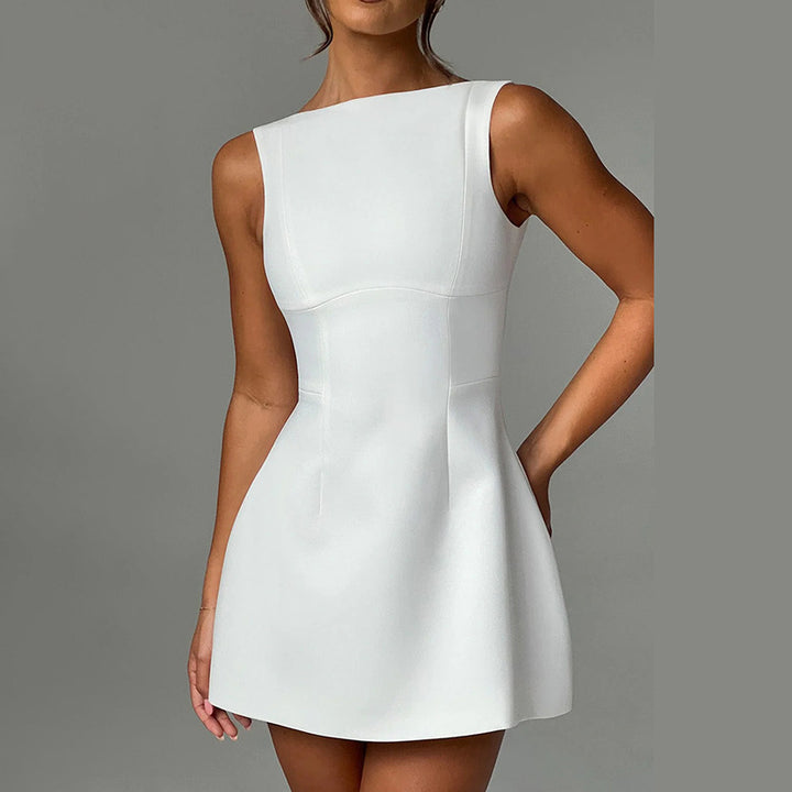 Katoenmix Jurk – Rugloze Snit & Hoge Taille