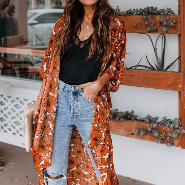 Katoenmix Kimono Cardigan – Lange Vorm & Losse Snit