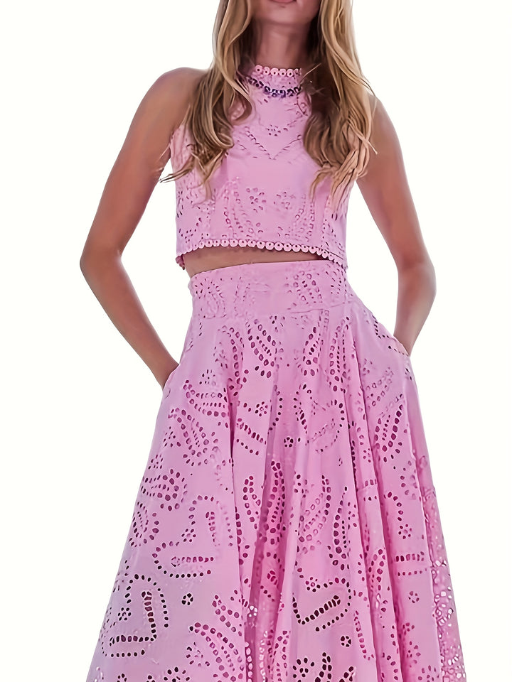 Katoenmix Rok en Korte Vest – Geborduurde Details & Comfortabele Pasvorm