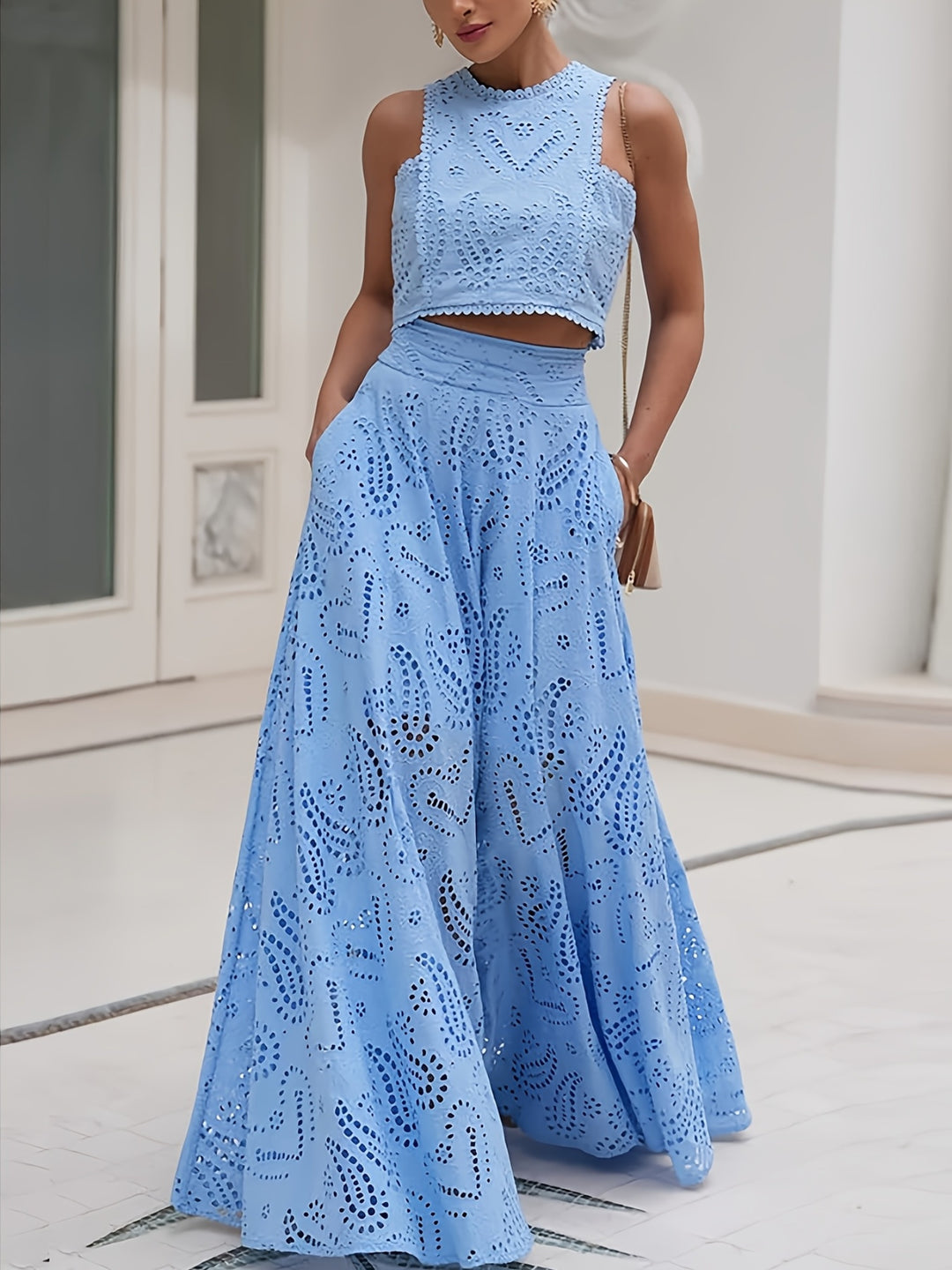 Katoenmix Rok en Korte Vest – Geborduurde Details & Comfortabele Pasvorm