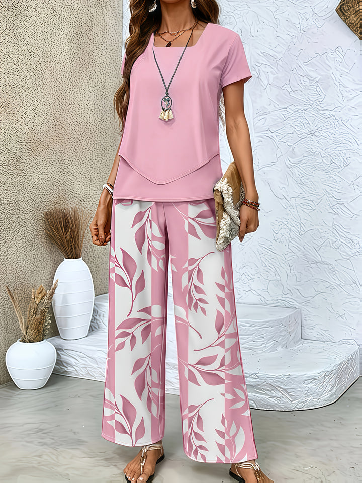 Katoenmix Set – Korte Mouwen & Lange Broek Met Bloemenprint