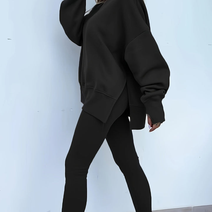 Katoenmix Set - Losse Pullover En Slim Broek Bewegingsvrij