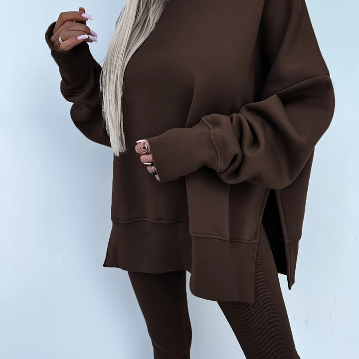 Katoenmix Set - Losse Pullover En Slim Broek Bewegingsvrij