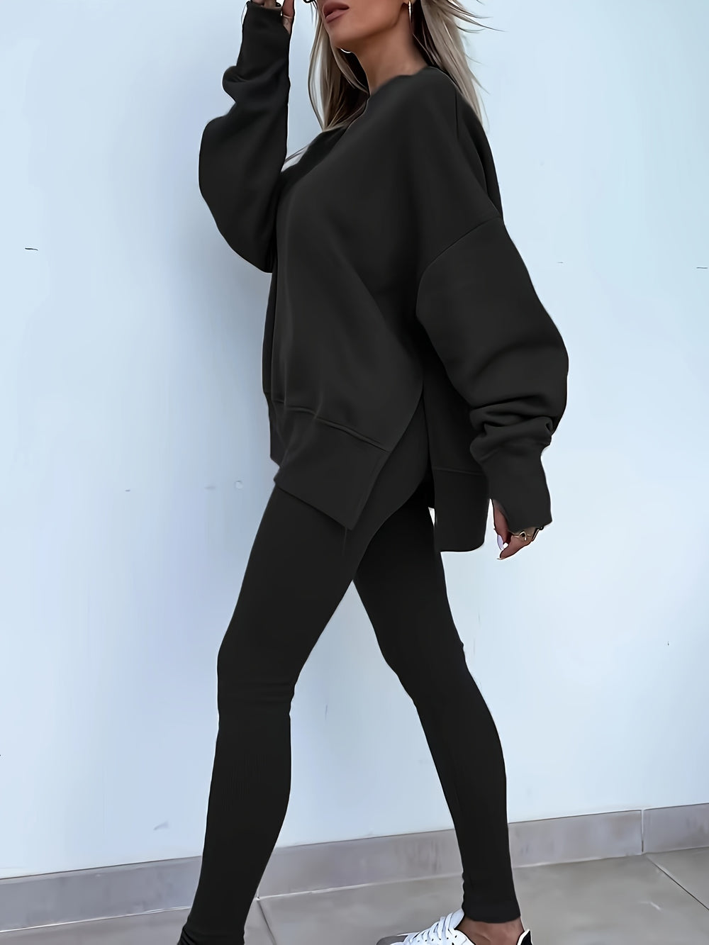 Katoenmix Set - Losse Pullover En Slim Broek Bewegingsvrij