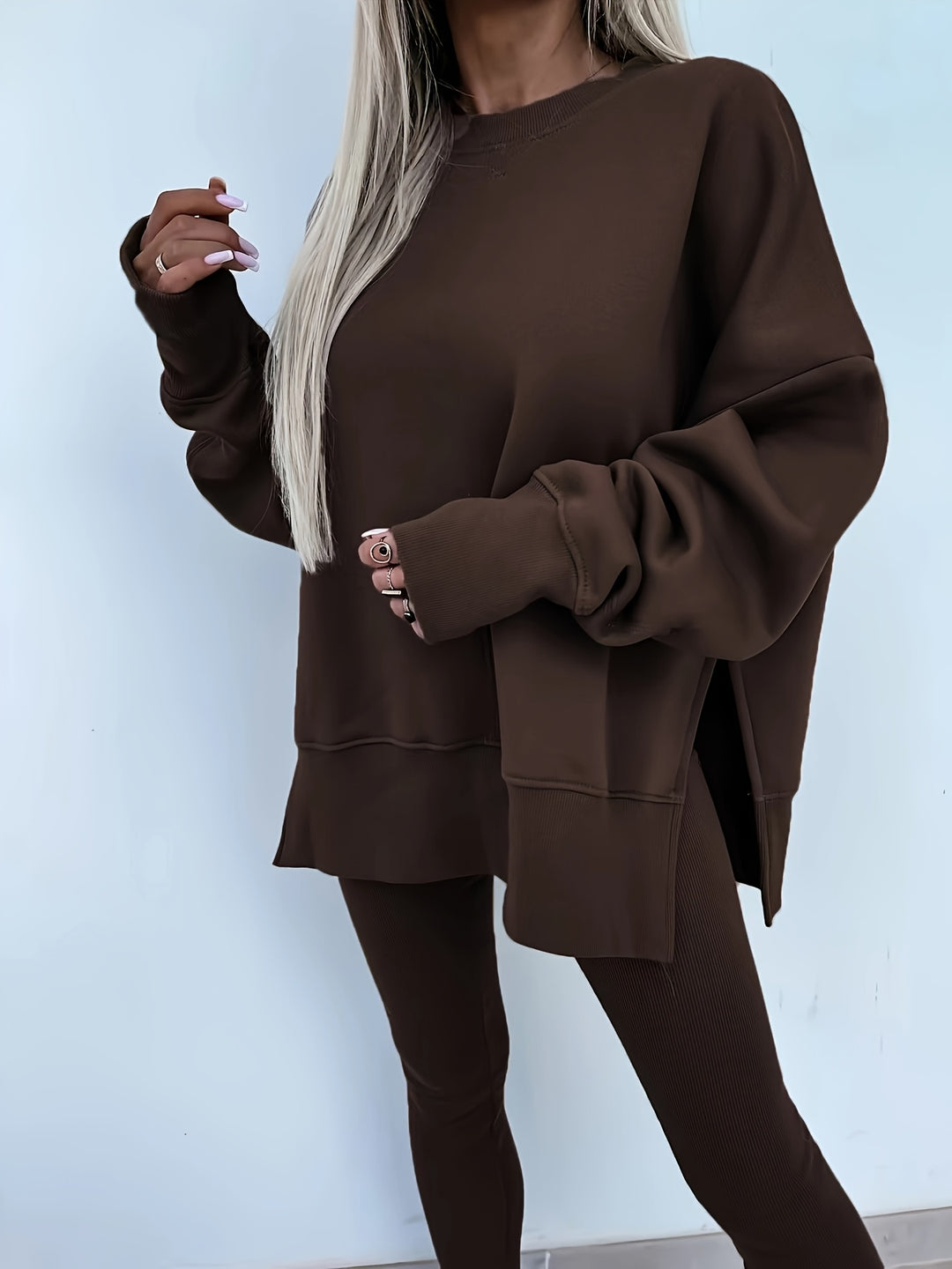 Katoenmix Set - Losse Pullover En Slim Broek Bewegingsvrij