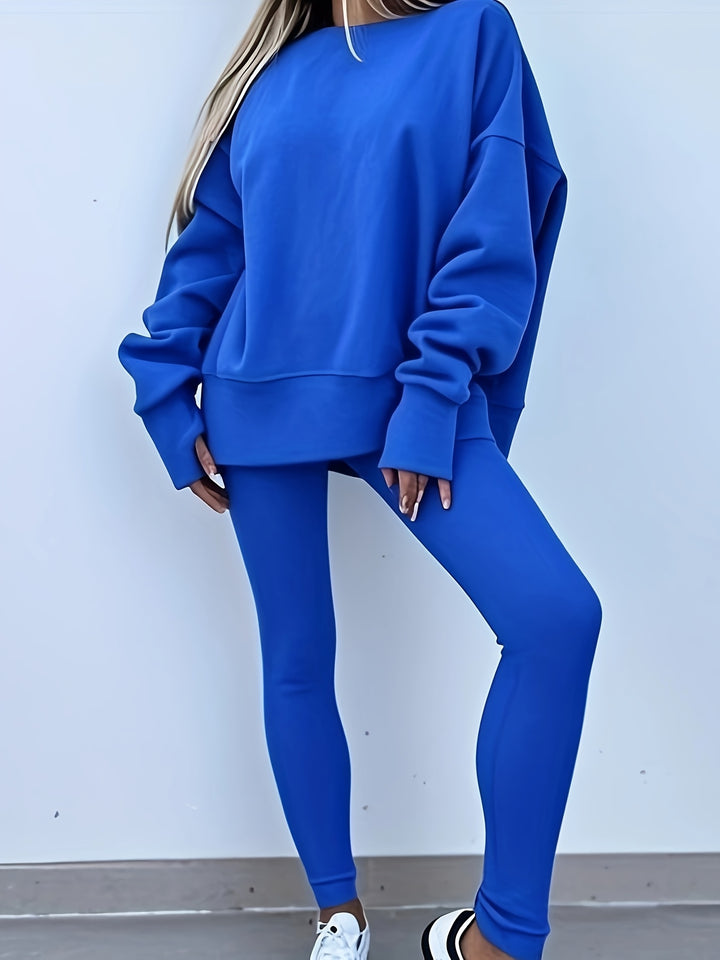 Katoenmix Set - Losse Pullover En Slim Broek Bewegingsvrij