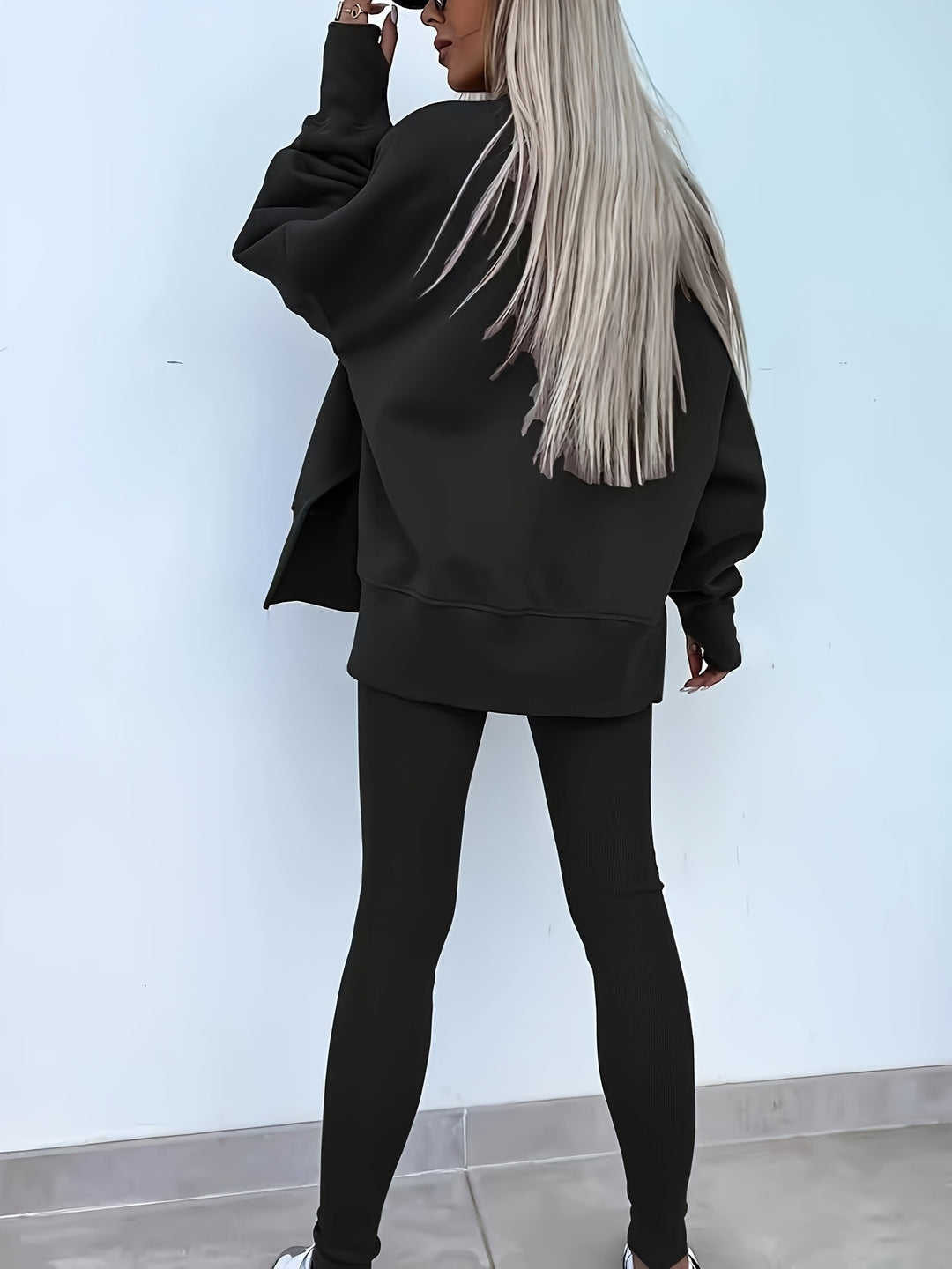 Katoenmix Set - Losse Pullover En Slim Broek Bewegingsvrij