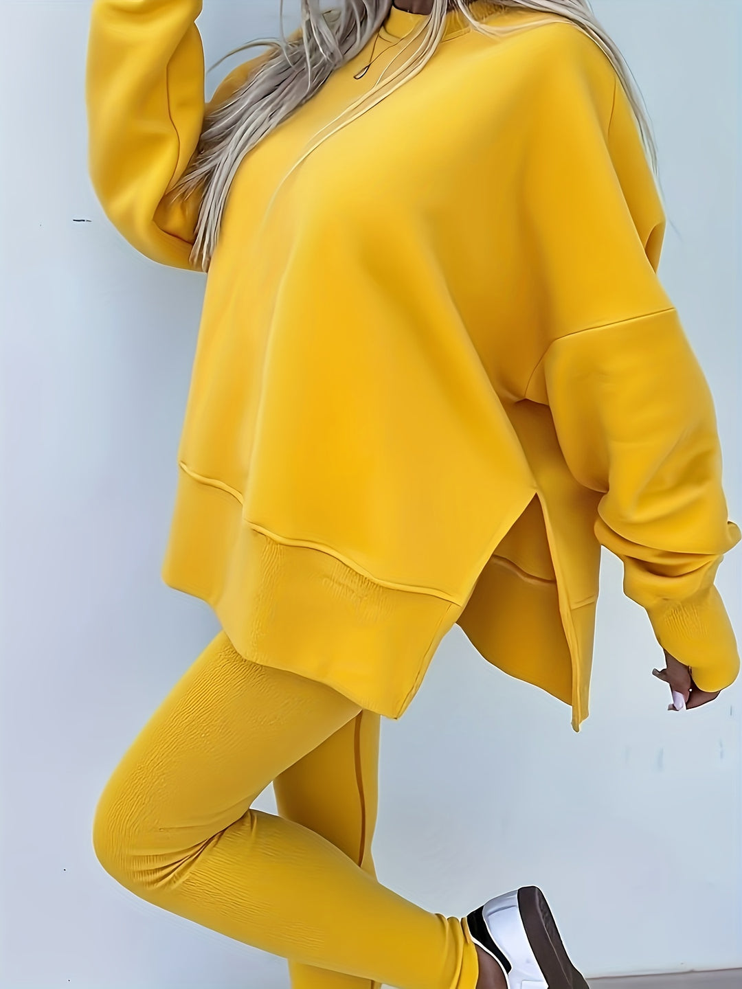 Katoenmix Set - Losse Pullover En Slim Broek Bewegingsvrij