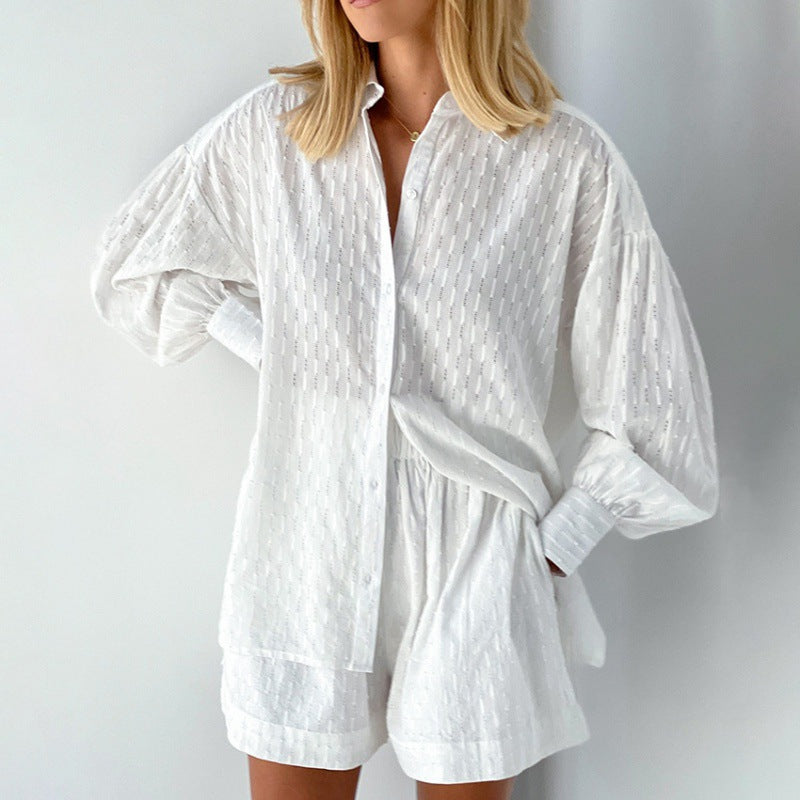 Katoenmix Shirtset – Jacquard Bolmouw & Vrije Beweging