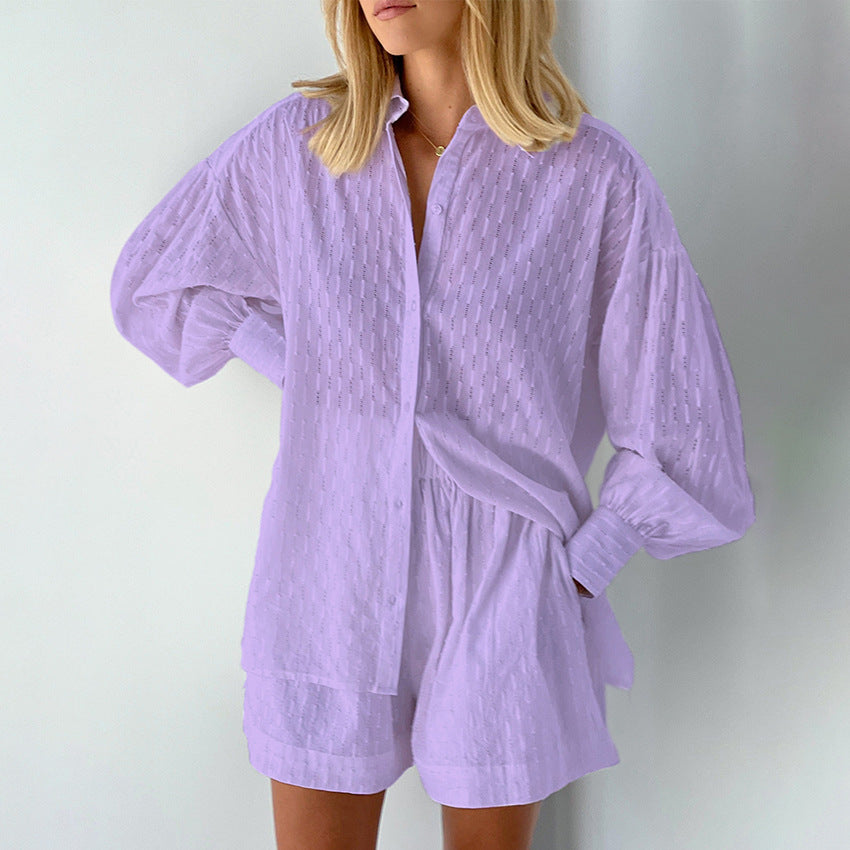 Katoenmix Shirtset – Jacquard Bolmouw & Vrije Beweging