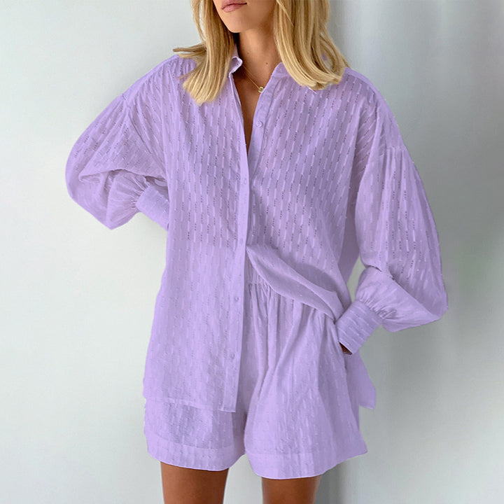 Katoenmix Shirtset – Jacquard Bolmouw & Vrije Beweging
