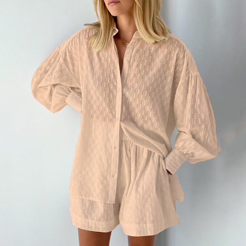 Katoenmix Shirtset – Jacquard Bolmouw & Vrije Beweging