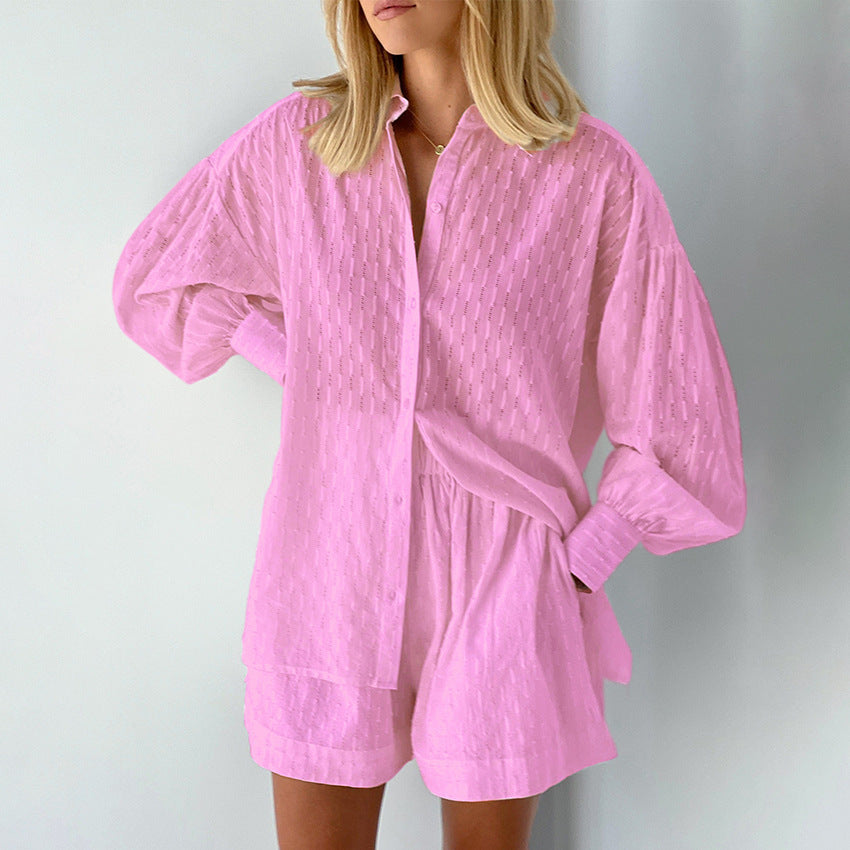 Katoenmix Shirtset – Jacquard Bolmouw & Vrije Beweging