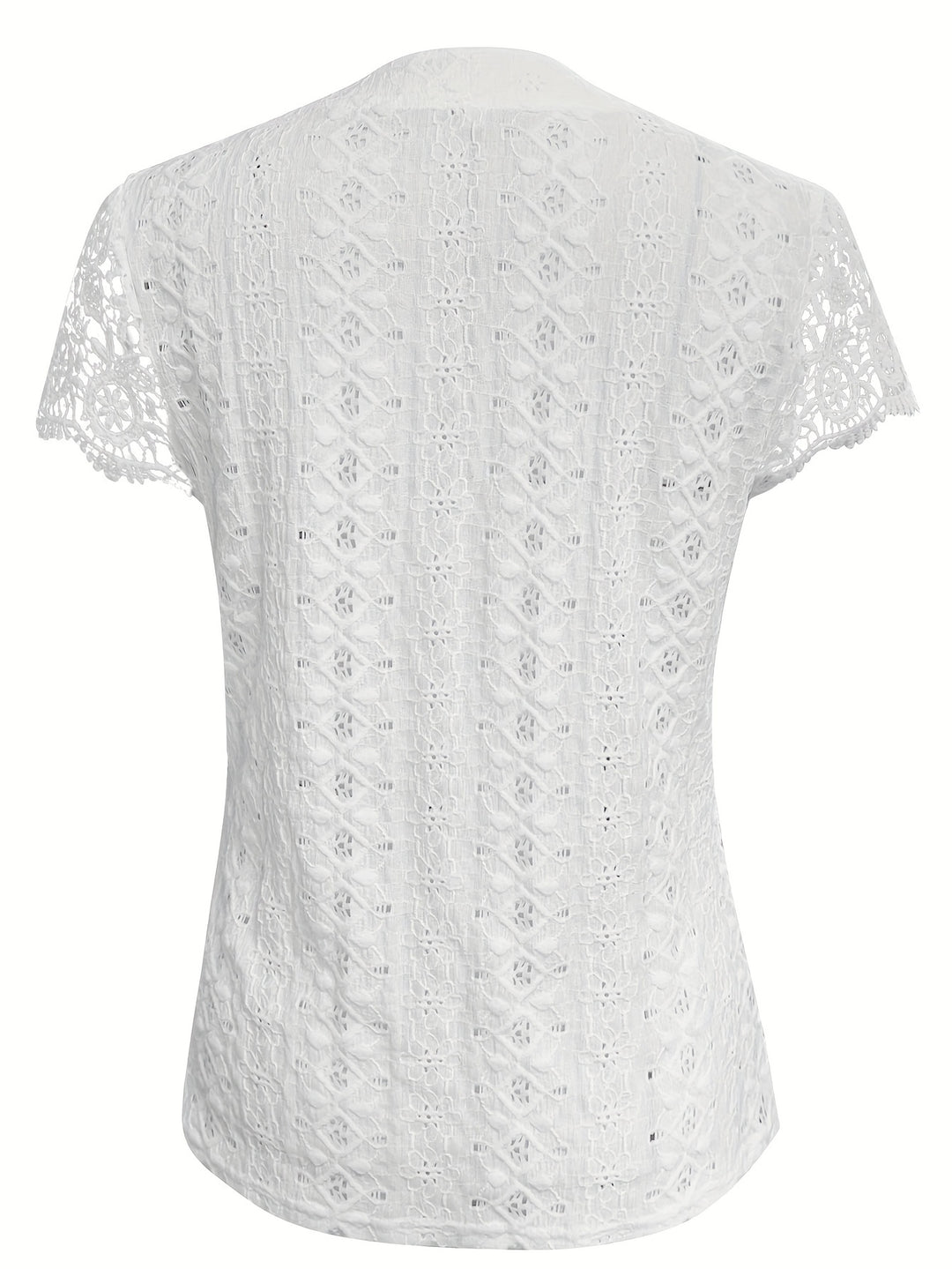 Katoenmix T-Shirt – V-Hals & Knoopdecoratie