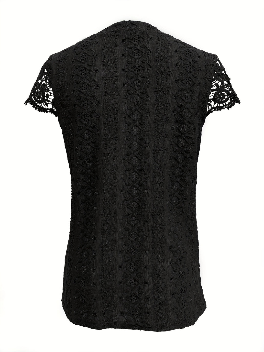Katoenmix T-Shirt – V-Hals & Knoopdecoratie