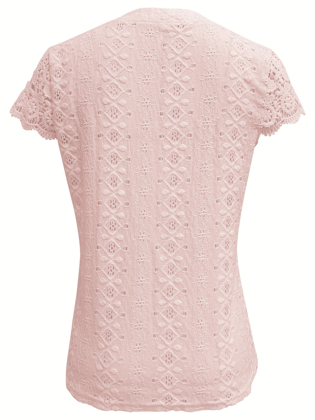Katoenmix T-Shirt – V-Hals & Knoopdecoratie