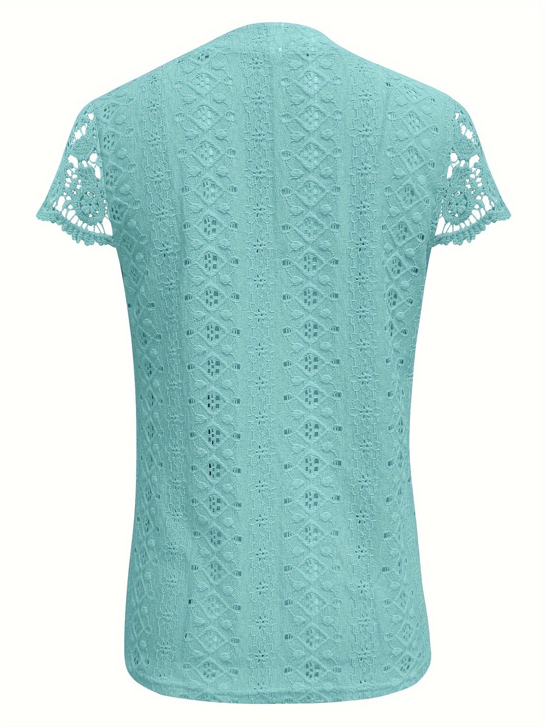 Katoenmix T-Shirt – V-Hals & Knoopdecoratie